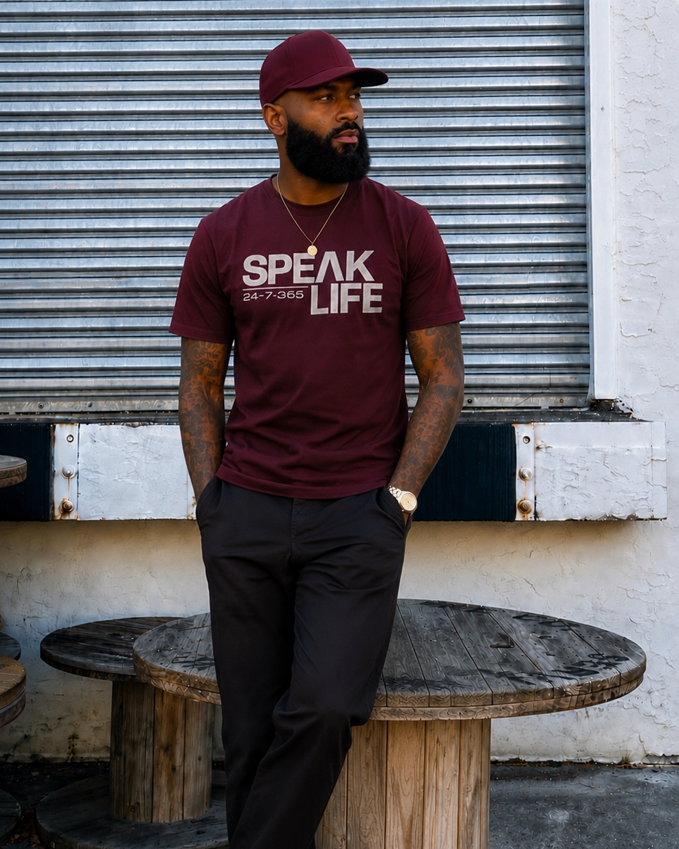 Speak Life Tee - Burgundy